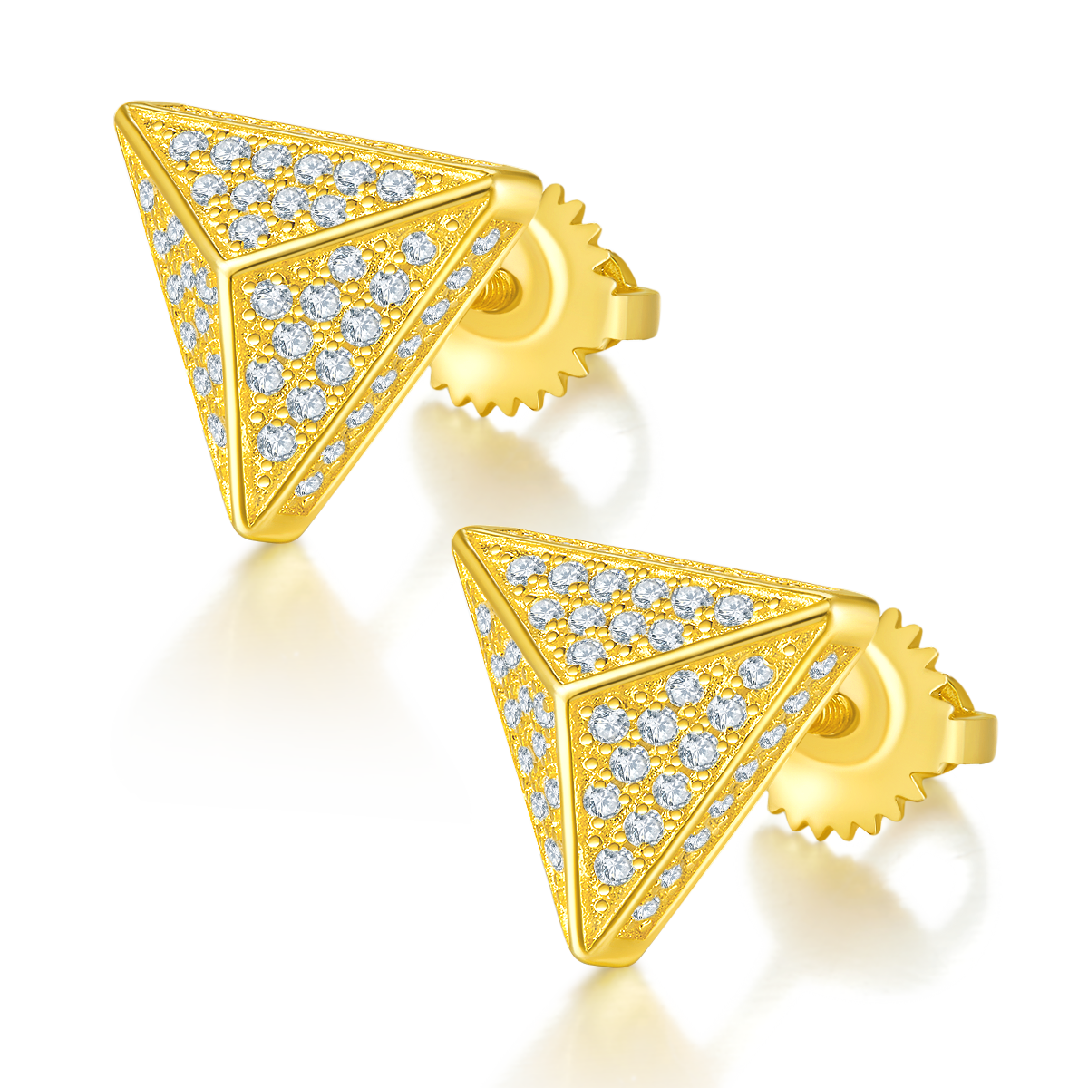 Triangle S925 silver ear nail with thread Moissanite grade D 0.51CT